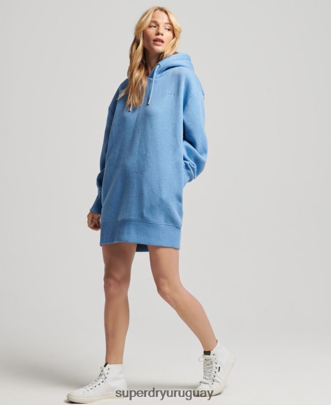 uy Superdry mujer vestido estilo sudadera de algodón orgánico con logo bordado azul DT2N8Z2464 ropa