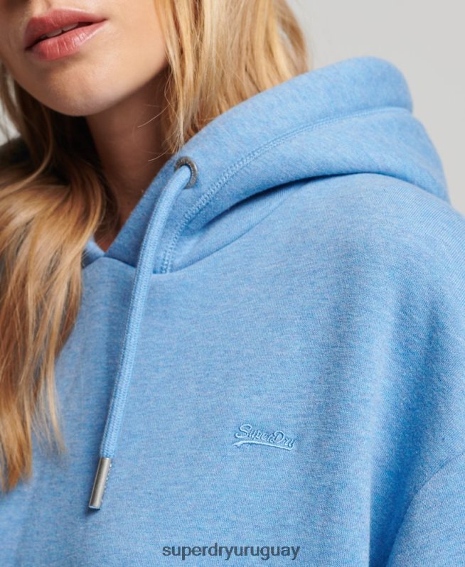 uy Superdry mujer vestido estilo sudadera de algodón orgánico con logo bordado azul DT2N8Z2464 ropa