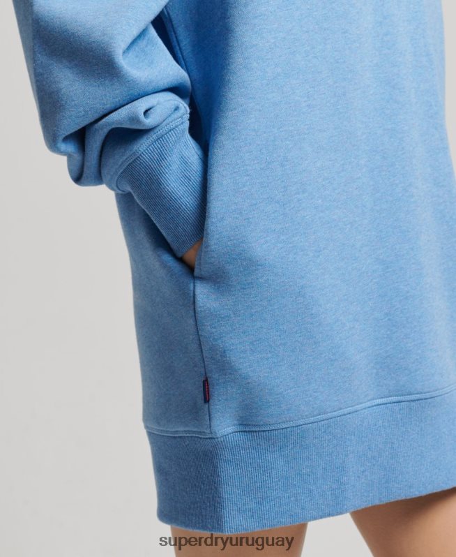 uy Superdry mujer vestido estilo sudadera de algodón orgánico con logo bordado azul DT2N8Z2464 ropa
