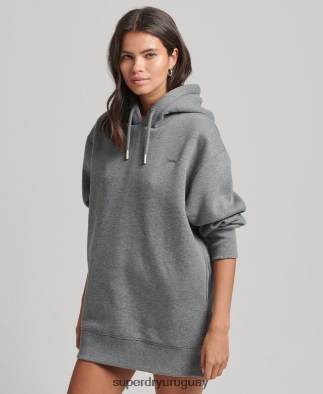 uy Superdry mujer vestido estilo sudadera de algodón orgánico con logo bordado gris DT2N8Z2554 ropa
