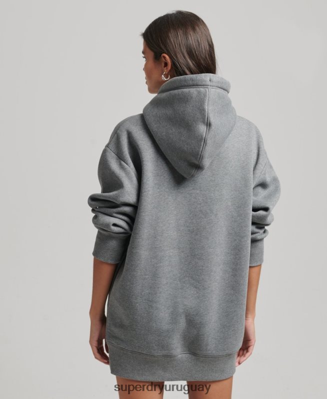 uy Superdry mujer vestido estilo sudadera de algodón orgánico con logo bordado gris DT2N8Z2554 ropa
