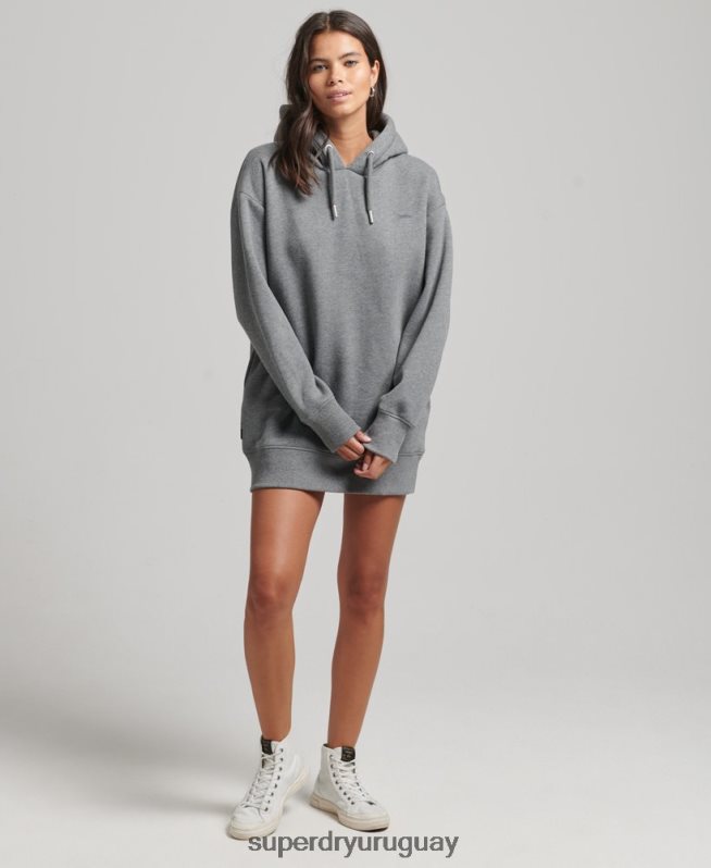 uy Superdry mujer vestido estilo sudadera de algodón orgánico con logo bordado gris DT2N8Z2554 ropa