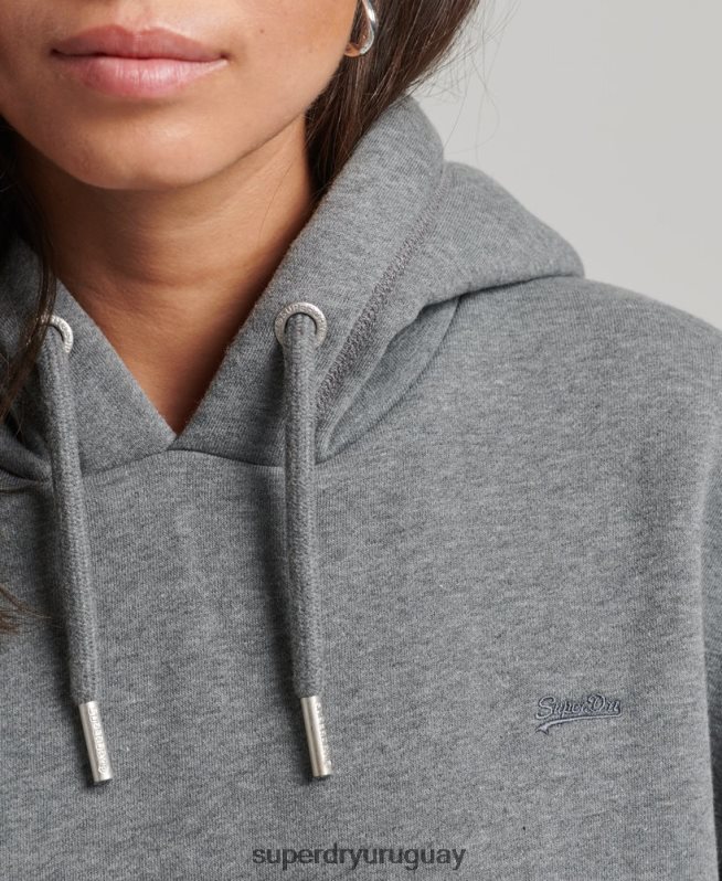 uy Superdry mujer vestido estilo sudadera de algodón orgánico con logo bordado gris DT2N8Z2554 ropa