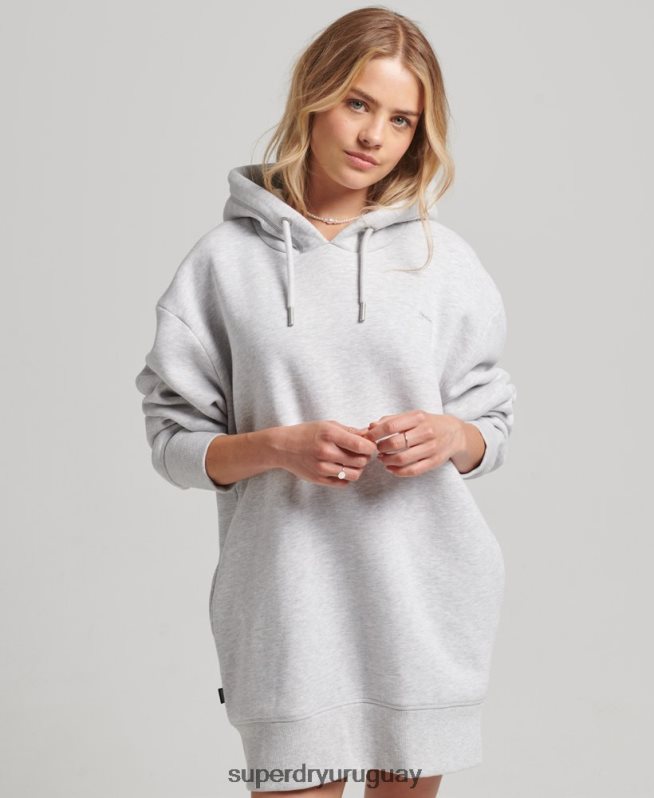 uy Superdry mujer vestido estilo sudadera de algodón orgánico con logo bordado gris claro DT2N8Z2461 ropa