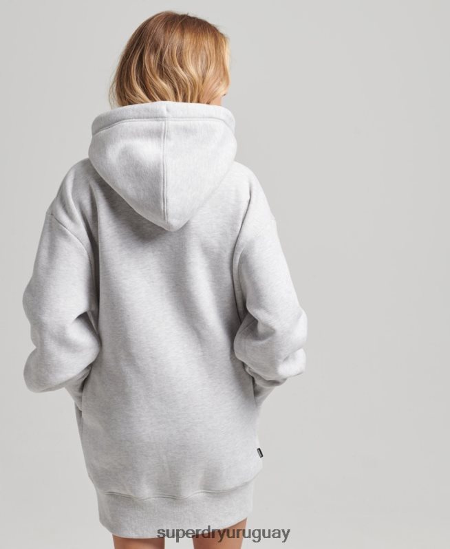uy Superdry mujer vestido estilo sudadera de algodón orgánico con logo bordado gris claro DT2N8Z2461 ropa