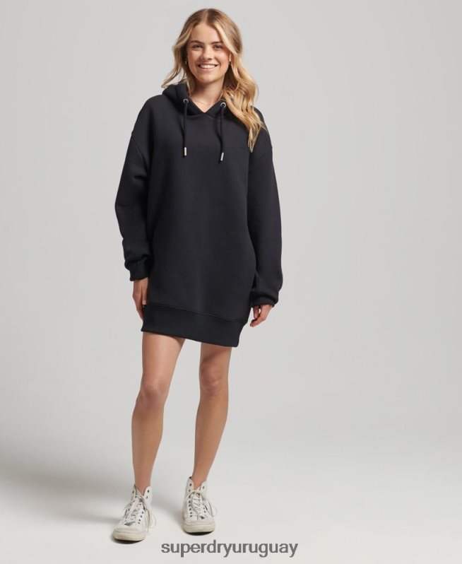 uy Superdry mujer vestido estilo sudadera de algodón orgánico con logo bordado negro DT2N8Z2434 ropa