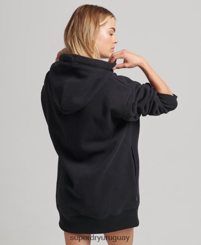 uy Superdry mujer vestido estilo sudadera de algodón orgánico con logo bordado negro DT2N8Z2434 ropa