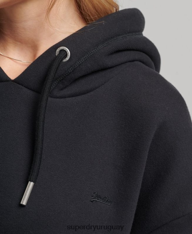 uy Superdry mujer vestido estilo sudadera de algodón orgánico con logo bordado negro DT2N8Z2434 ropa