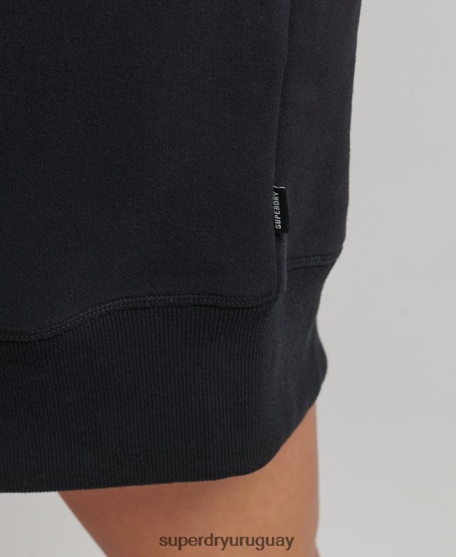 uy Superdry mujer vestido estilo sudadera de algodón orgánico con logo bordado negro DT2N8Z2434 ropa