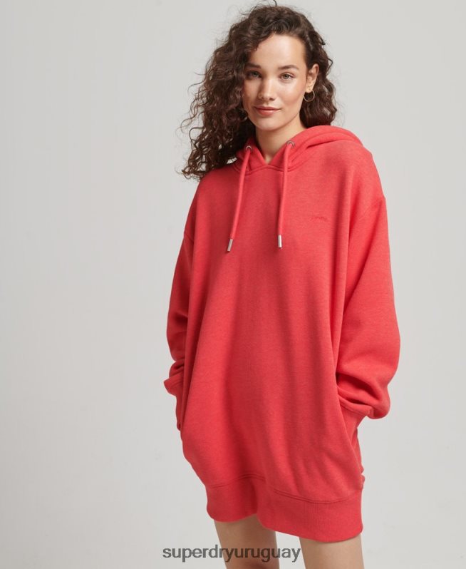 uy Superdry mujer vestido estilo sudadera de algodón orgánico con logo bordado rojo DT2N8Z2462 ropa