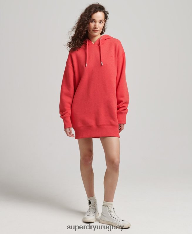 uy Superdry mujer vestido estilo sudadera de algodón orgánico con logo bordado rojo DT2N8Z2462 ropa