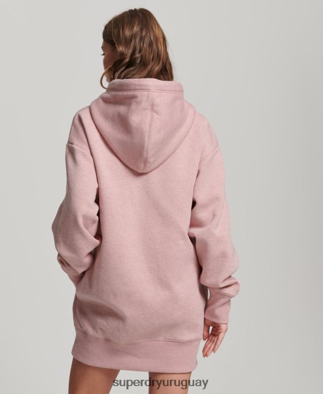 uy Superdry mujer vestido estilo sudadera de algodón orgánico con logo bordado rosa DT2N8Z2463 ropa