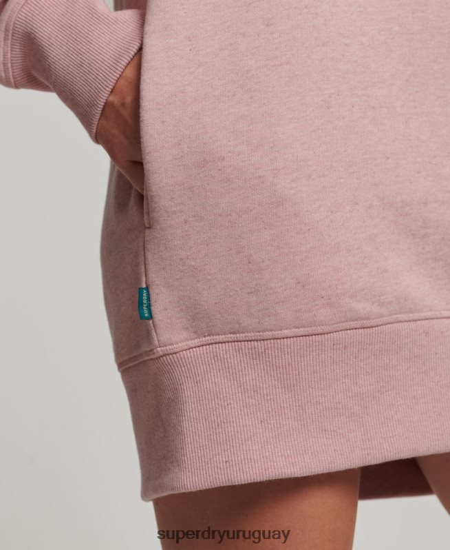 uy Superdry mujer vestido estilo sudadera de algodón orgánico con logo bordado rosa DT2N8Z2463 ropa