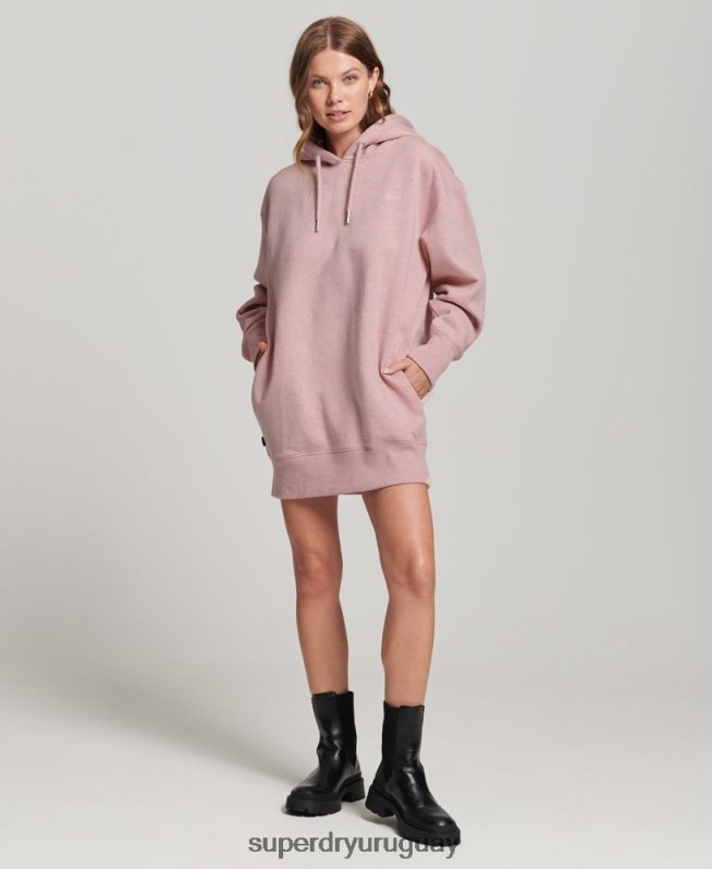 uy Superdry mujer vestido estilo sudadera de algodón orgánico con logo bordado rosa DT2N8Z2463 ropa