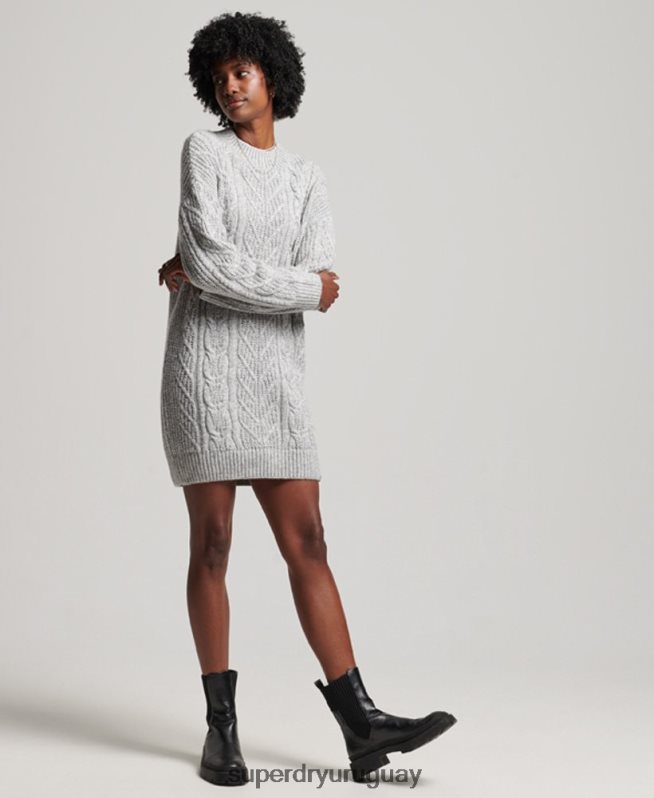 uy Superdry mujer vestido florence de ochos gris DT2N8Z2548 ropa