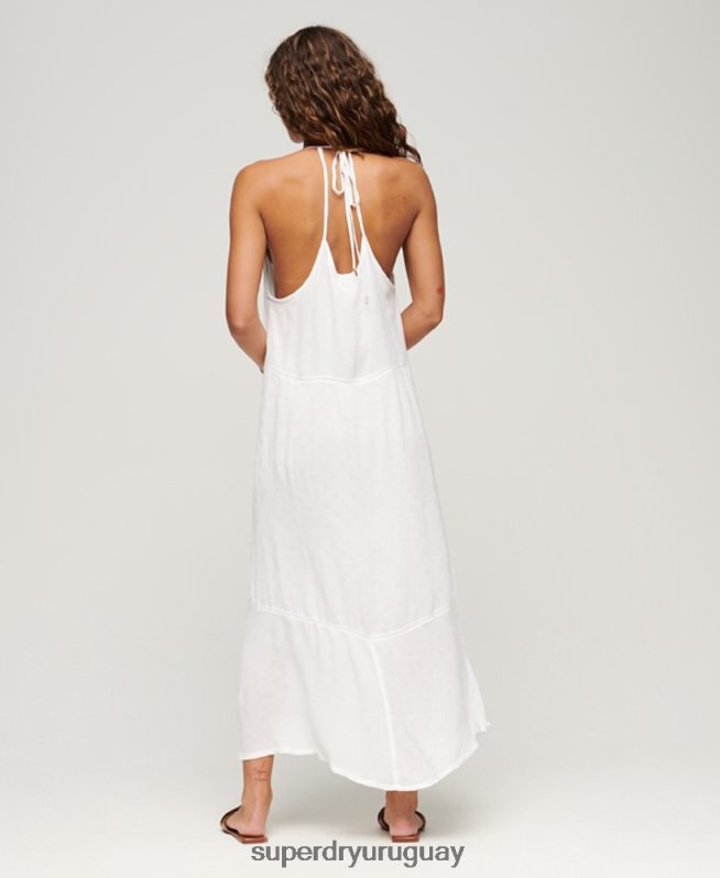 uy Superdry mujer vestido largo con ribete de encaje blanco DT2N8Z2213 ropa