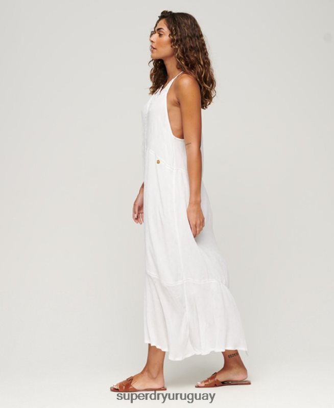 uy Superdry mujer vestido largo con ribete de encaje blanco DT2N8Z2213 ropa