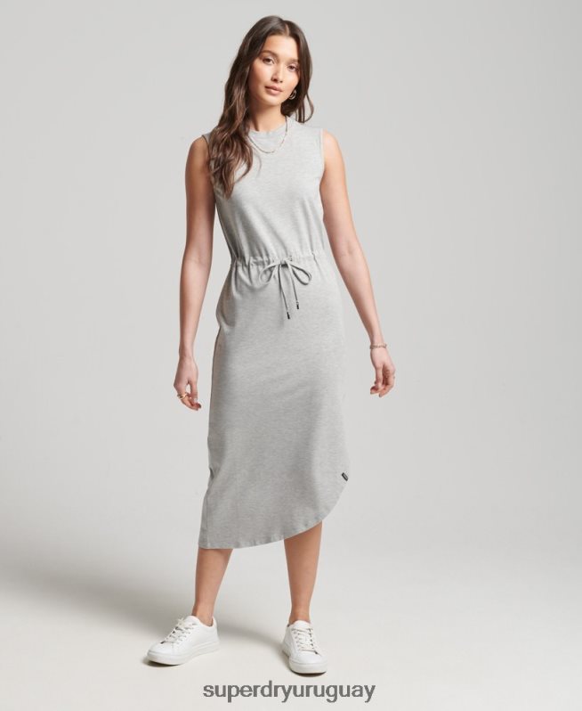 uy Superdry mujer vestido largo de punto de Studios gris claro DT2N8Z2526 ropa
