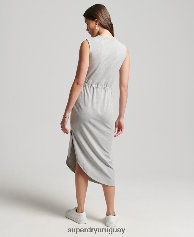 uy Superdry mujer vestido largo de punto de Studios gris claro DT2N8Z2526 ropa