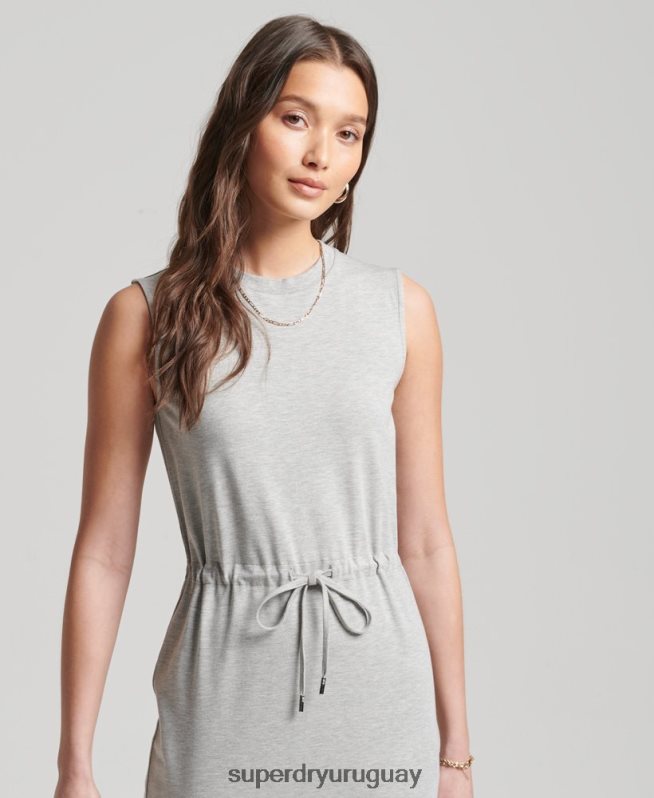 uy Superdry mujer vestido largo de punto de Studios gris claro DT2N8Z2526 ropa