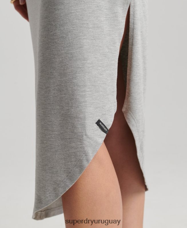uy Superdry mujer vestido largo de punto de Studios gris claro DT2N8Z2526 ropa