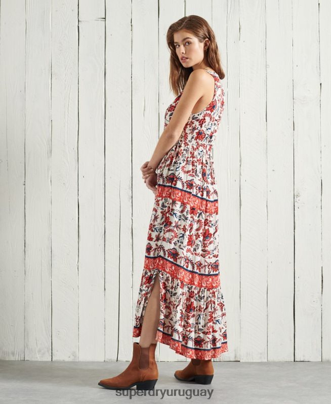 uy Superdry mujer vestido largo luci blanco DT2N8Z6783 ropa