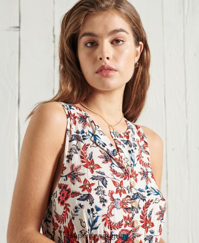 uy Superdry mujer vestido largo luci blanco DT2N8Z6783 ropa