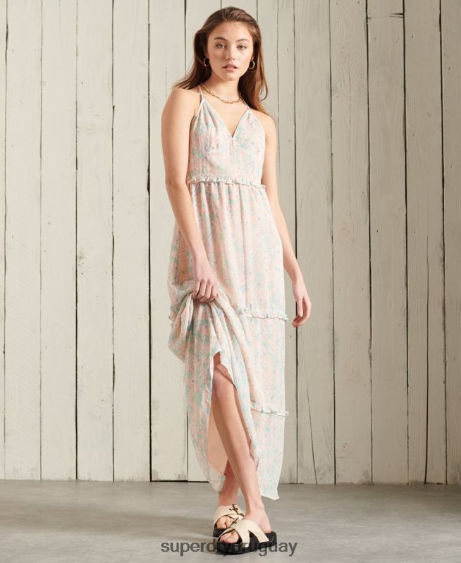 uy Superdry mujer vestido largo margaux rosa DT2N8Z2547 ropa