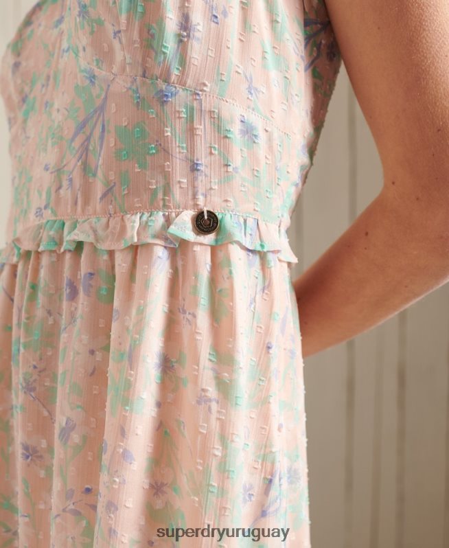 uy Superdry mujer vestido largo margaux rosa DT2N8Z2547 ropa