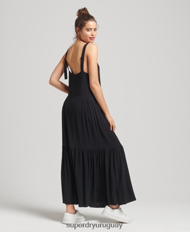 uy Superdry mujer vestido largo tejido Studios negro DT2N8Z2525 ropa