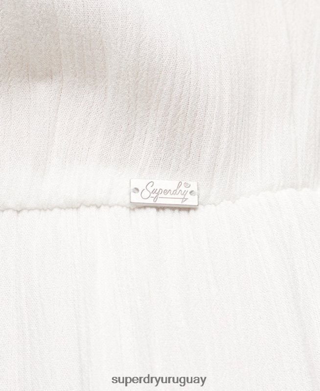 uy Superdry mujer vestido midi con capas bordadas blanco DT2N8Z1985 ropa