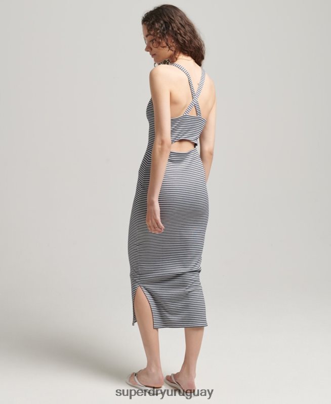 uy Superdry mujer vestido midi con tirantes en la espalda Armada DT2N8Z2538 ropa