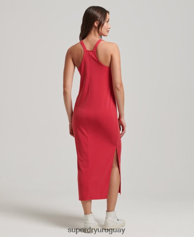 uy Superdry mujer vestido midi con tirantes en la espalda rojo DT2N8Z2552 ropa