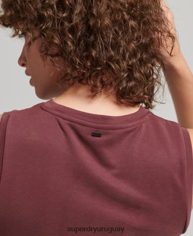 uy Superdry mujer vestido midi de punto con detalle en la espalda rojo DT2N8Z2491 ropa