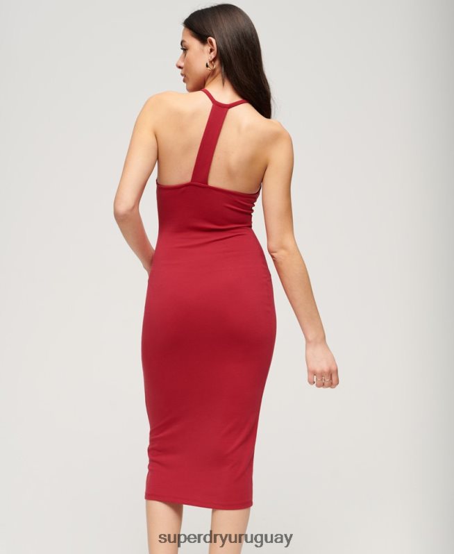 uy Superdry mujer vestido midi de punto con espalda en T rojo DT2N8Z2365 ropa