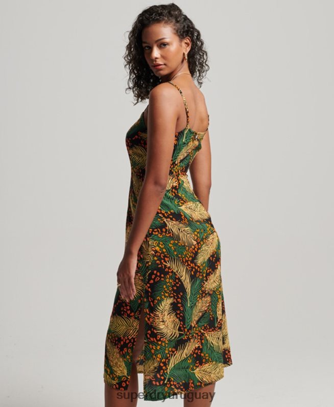 uy Superdry mujer vestido midi de tirantes con botones estampados multi DT2N8Z2490 ropa