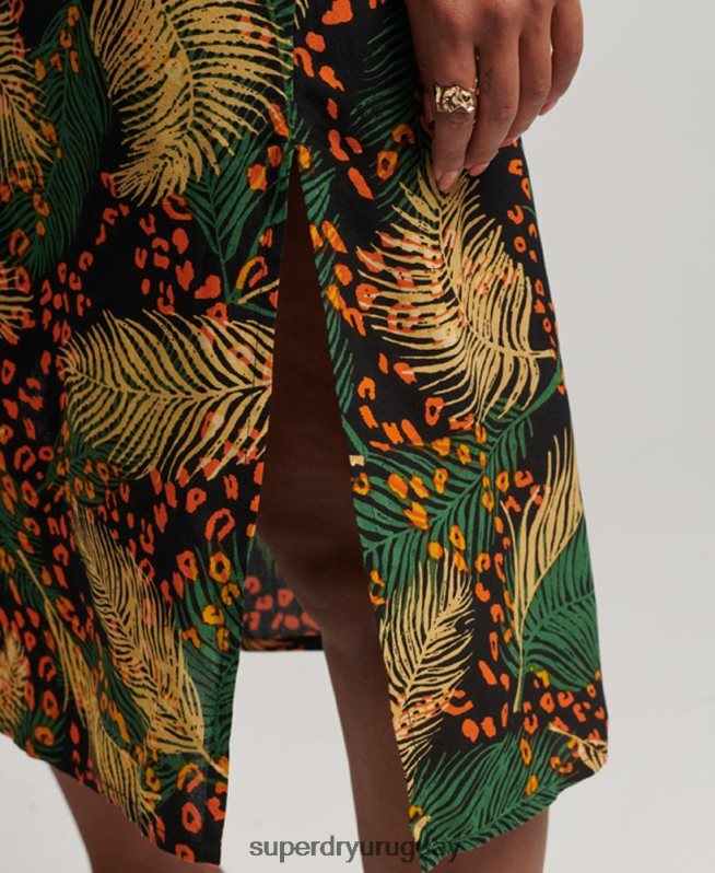 uy Superdry mujer vestido midi de tirantes con botones estampados multi DT2N8Z2490 ropa