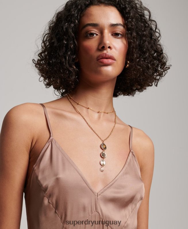 uy Superdry mujer vestido midi de tirantes de satén marrón DT2N8Z2377 ropa
