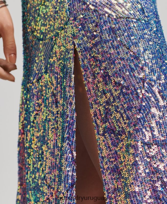 uy Superdry mujer vestido midi escotado con lentejuelas multi DT2N8Z2415 ropa