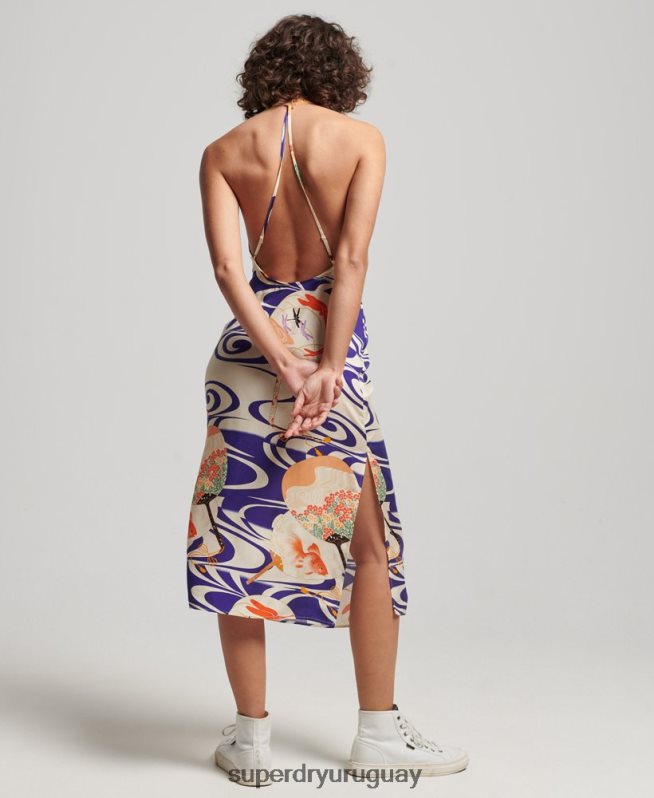uy Superdry mujer vestido midi estampado azul DT2N8Z2397 ropa
