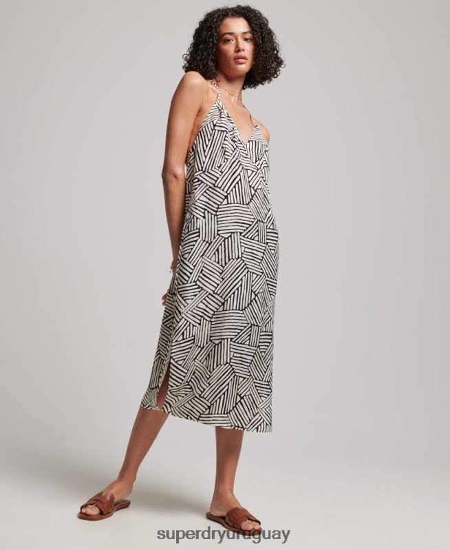 uy Superdry mujer vestido midi estampado negro DT2N8Z2322 ropa