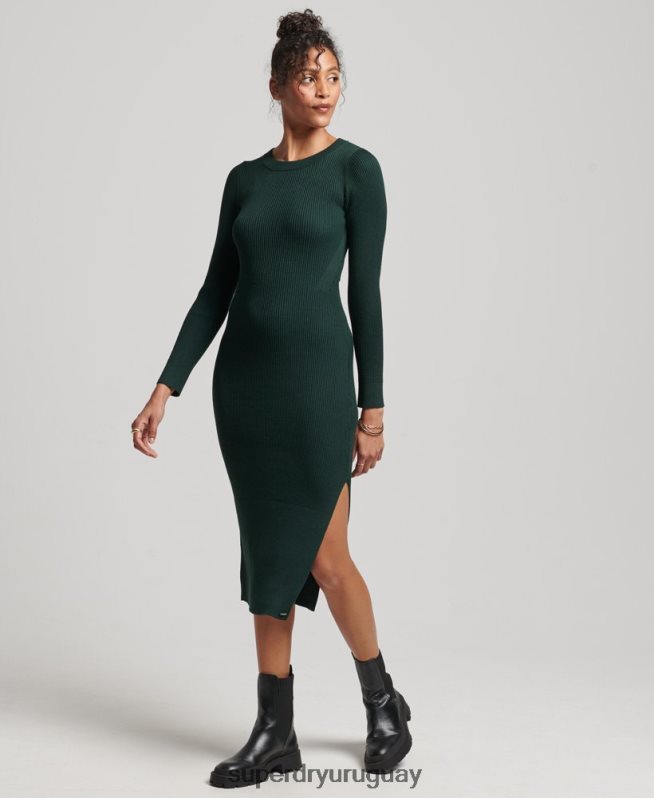 uy Superdry mujer vestido midi tejido sin espalda verde DT2N8Z6684 ropa