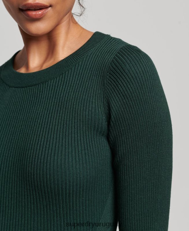 uy Superdry mujer vestido midi tejido sin espalda verde DT2N8Z6684 ropa