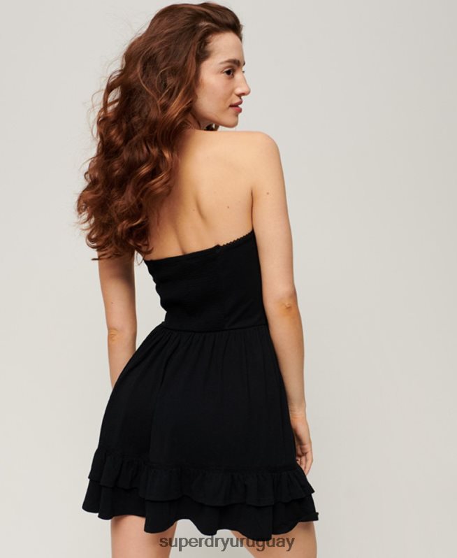 uy Superdry mujer vestido mini bandeau de encaje de los años 50 negro DT2N8Z2047 ropa