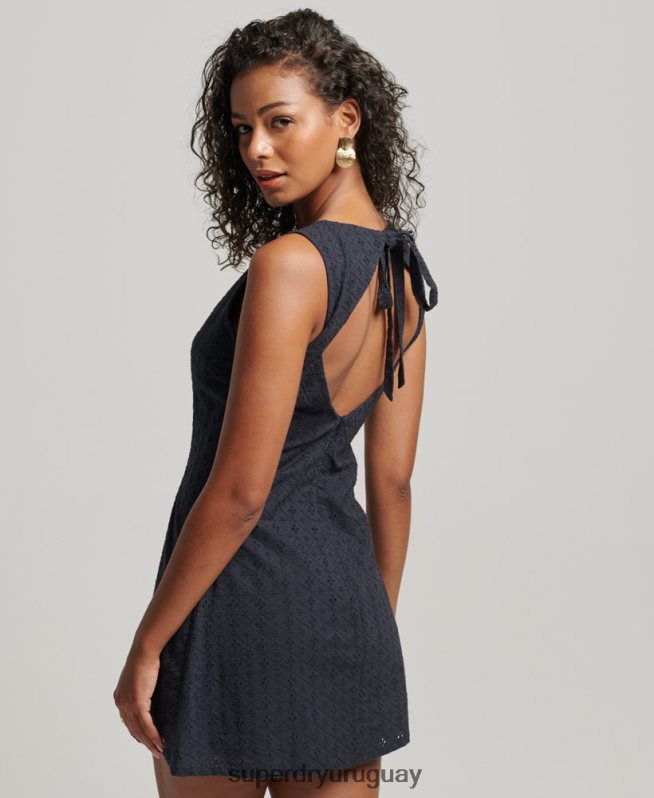 uy Superdry mujer vestido mini bordado vintage Armada DT2N8Z2387 ropa
