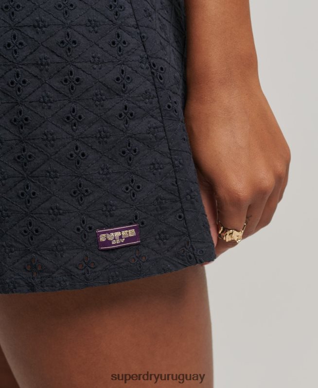 uy Superdry mujer vestido mini bordado vintage Armada DT2N8Z2387 ropa
