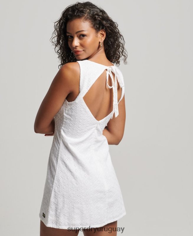 uy Superdry mujer vestido mini bordado vintage blanco DT2N8Z2364 ropa