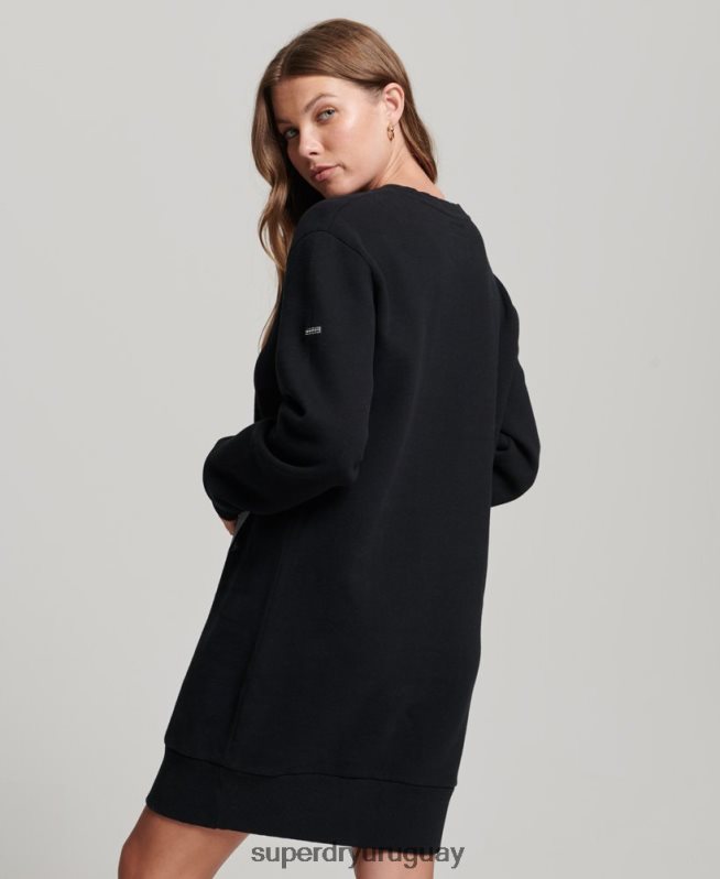 uy Superdry mujer vestido sudadera folk nómada negro DT2N8Z2542 ropa