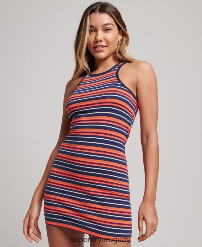 uy Superdry mujer vestido vintage a rayas coral DT2N8Z2399 ropa