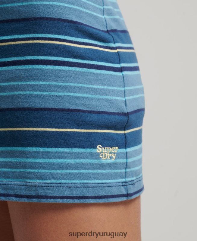 uy Superdry mujer vestido vintage a rayas marrón DT2N8Z2431 ropa